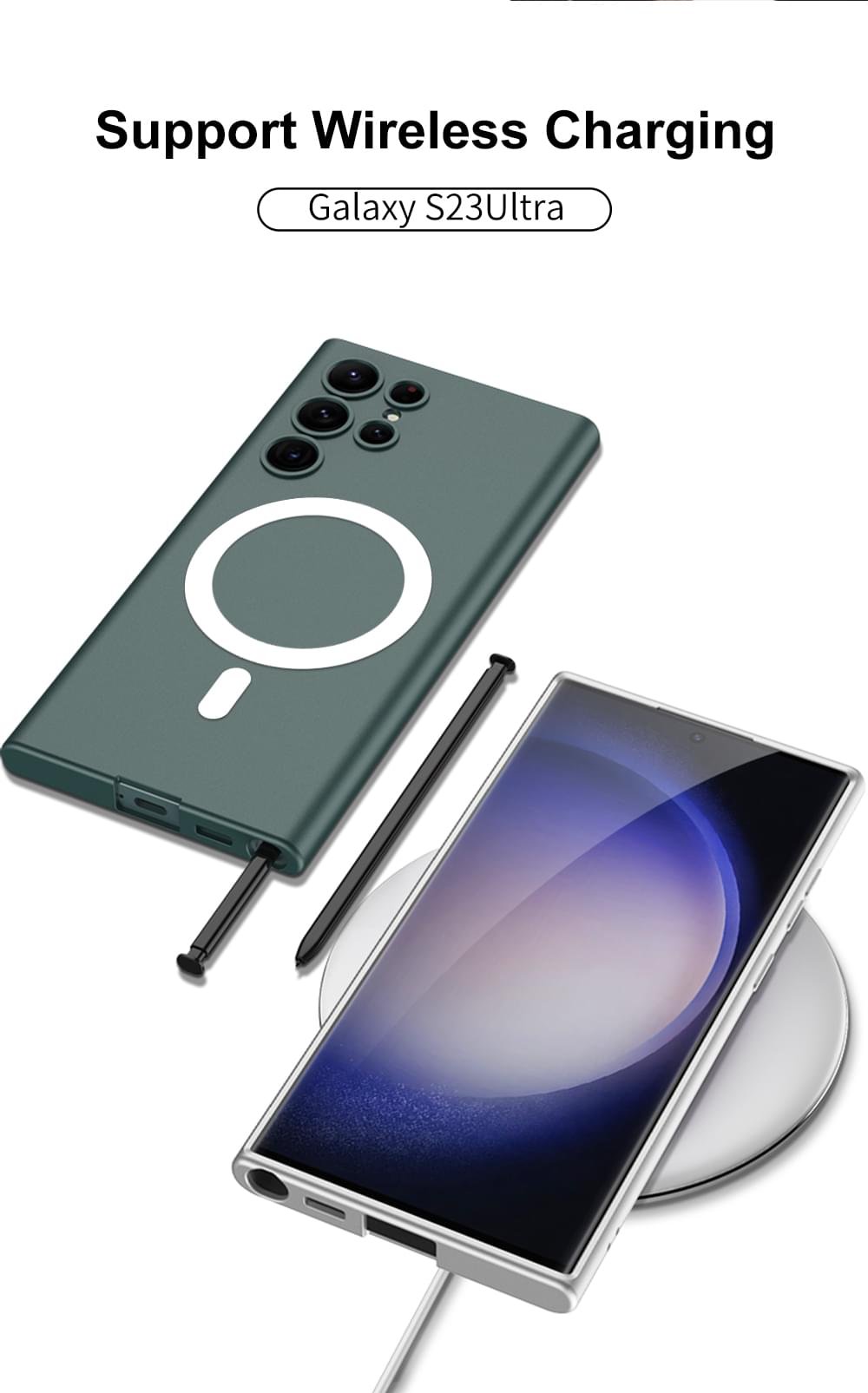 Luxury Wireless Magsafe Charging Matte TPU Soft Cover For Samsung Galaxy S23 Ultra - Image 5