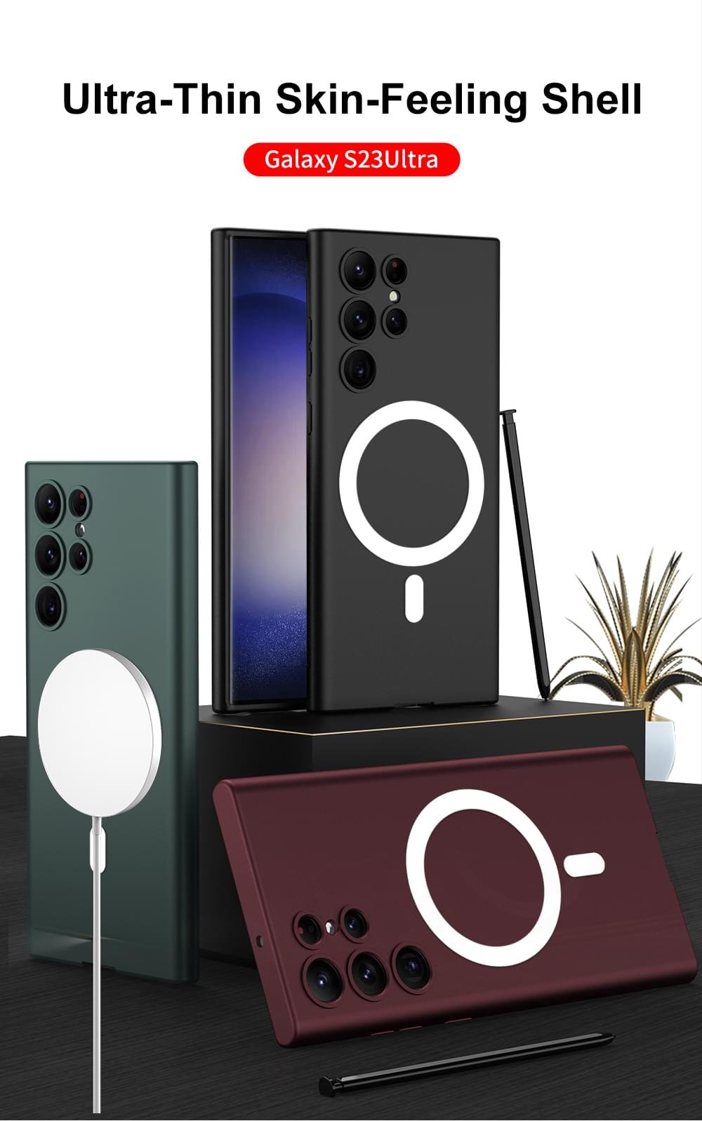 Luxury Wireless Magsafe Charging Matte TPU Soft Cover For Samsung Galaxy S23 Ultra - Image 6