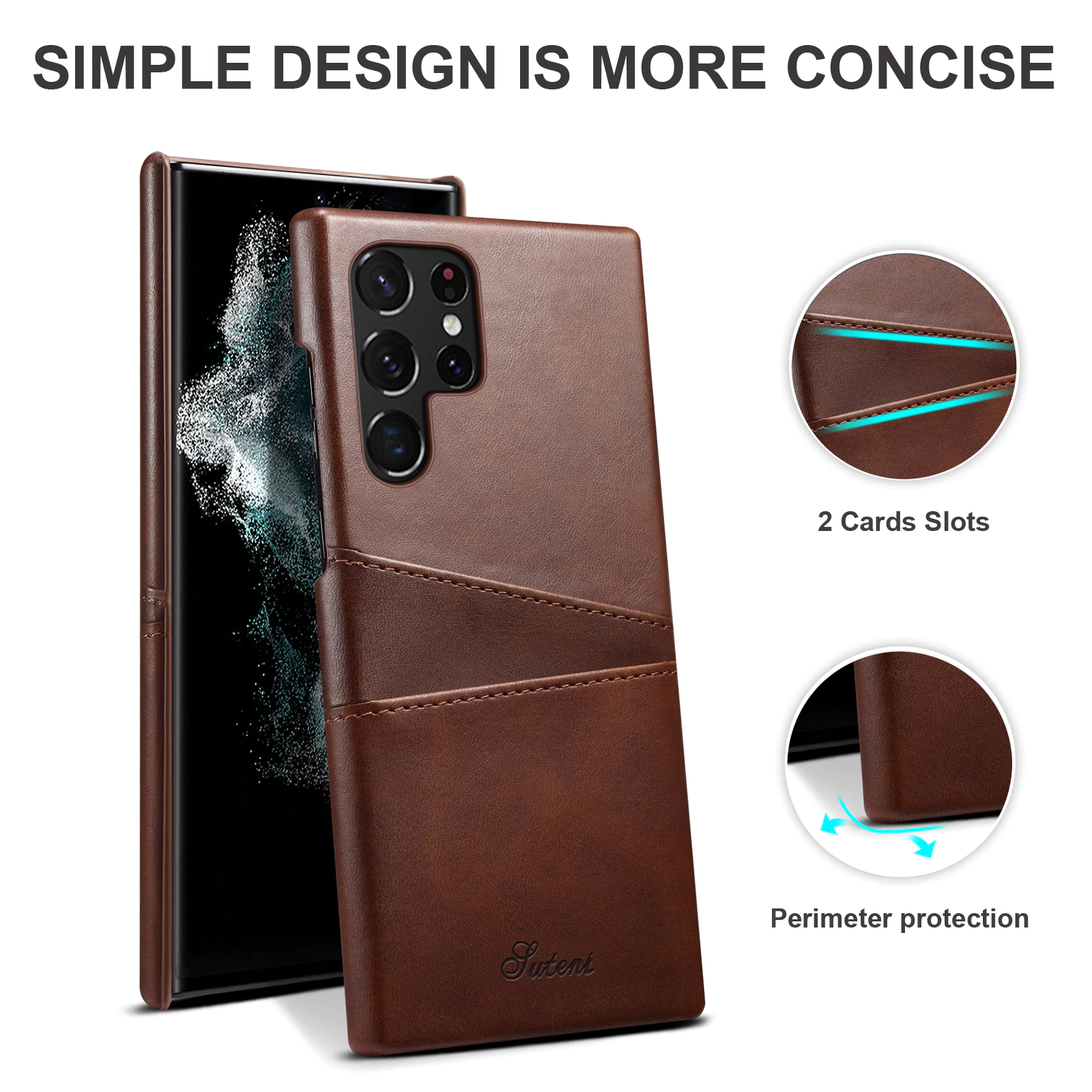 Luxury Premium Slim Leather Shell Case Cover For Samsung Galaxy S22 Ultra - Image 14