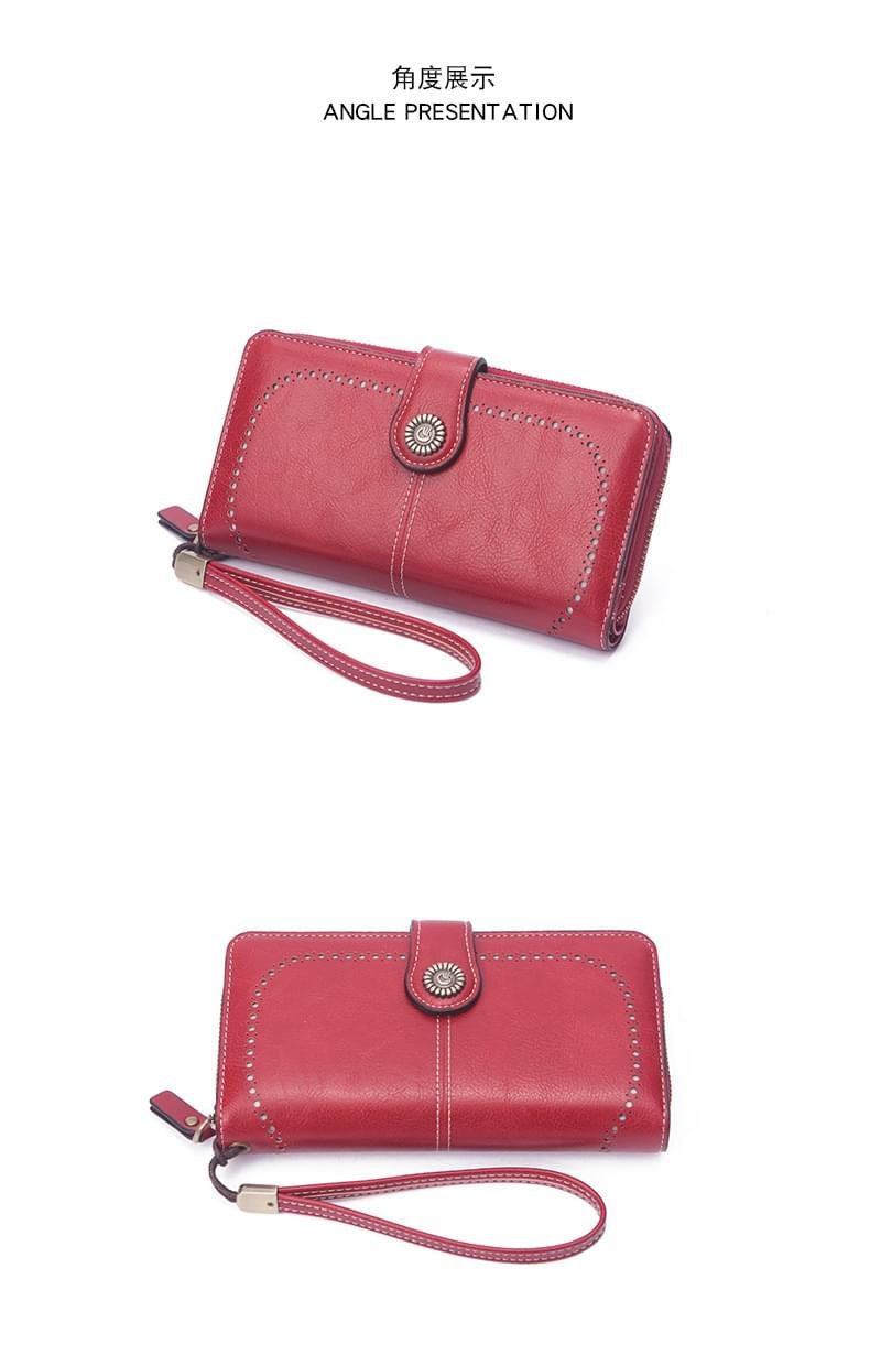 Luxury Premium High Quality RFID Anti-theft Leather Long Zipper Clutch Card Holder Female Purse - Image 7