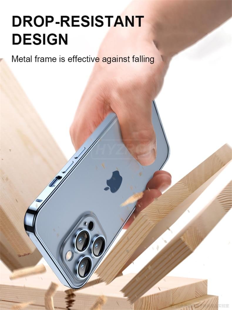 Luxury Premium Metallic Matte Transparent Shockproof Case Cover and 3D Glass Protector for iPhone  Series - Image 17