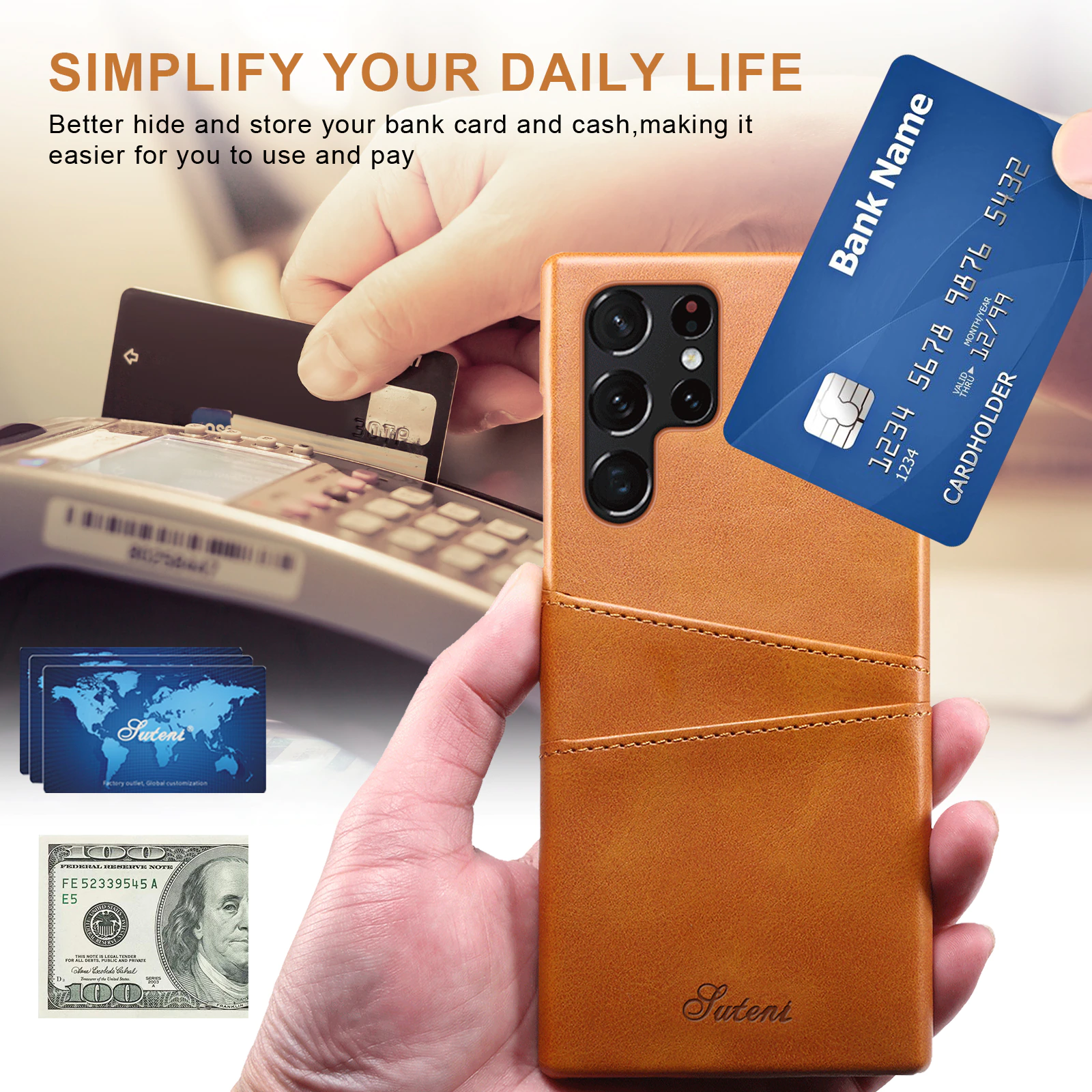 Luxury Premium Slim Leather Shell Case Cover For Samsung Galaxy S22 Ultra - Image 13