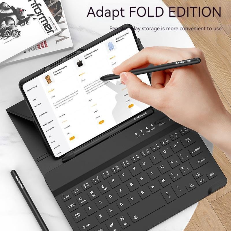 Luxury Premium Wireless Bluetooth keyboard Leather Case Cover For Samsung Galaxy Z Fold 3/Fold 4 - Image 23