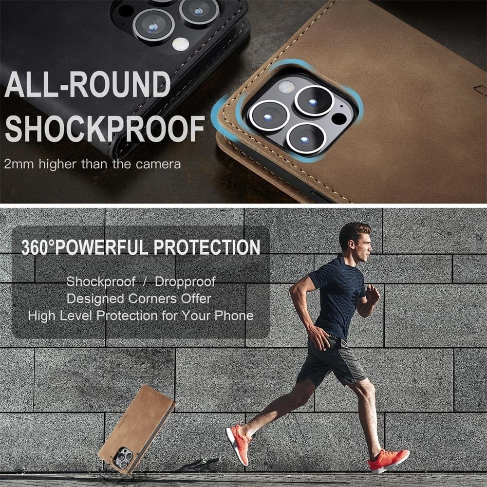 Luxury Premium Magnetic Caseme Retro Flip Wallet Leather Case Cover and 3D Glass Protector For iPhone Series - Image 24