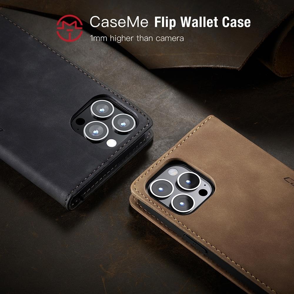 Luxury Premium Magnetic Caseme Retro Flip Wallet Leather Case Cover and 3D Glass Protector For iPhone Series - Image 26