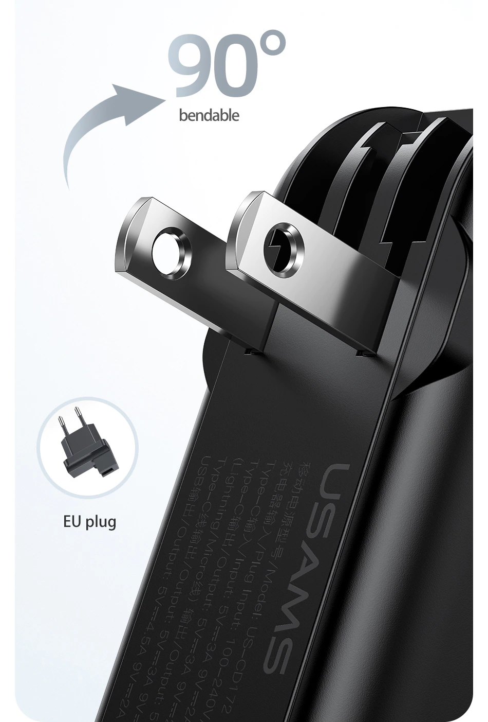Usams 3IN1 Fast Charging 10,0000Mah Power bank and Wall Charger - Image 11