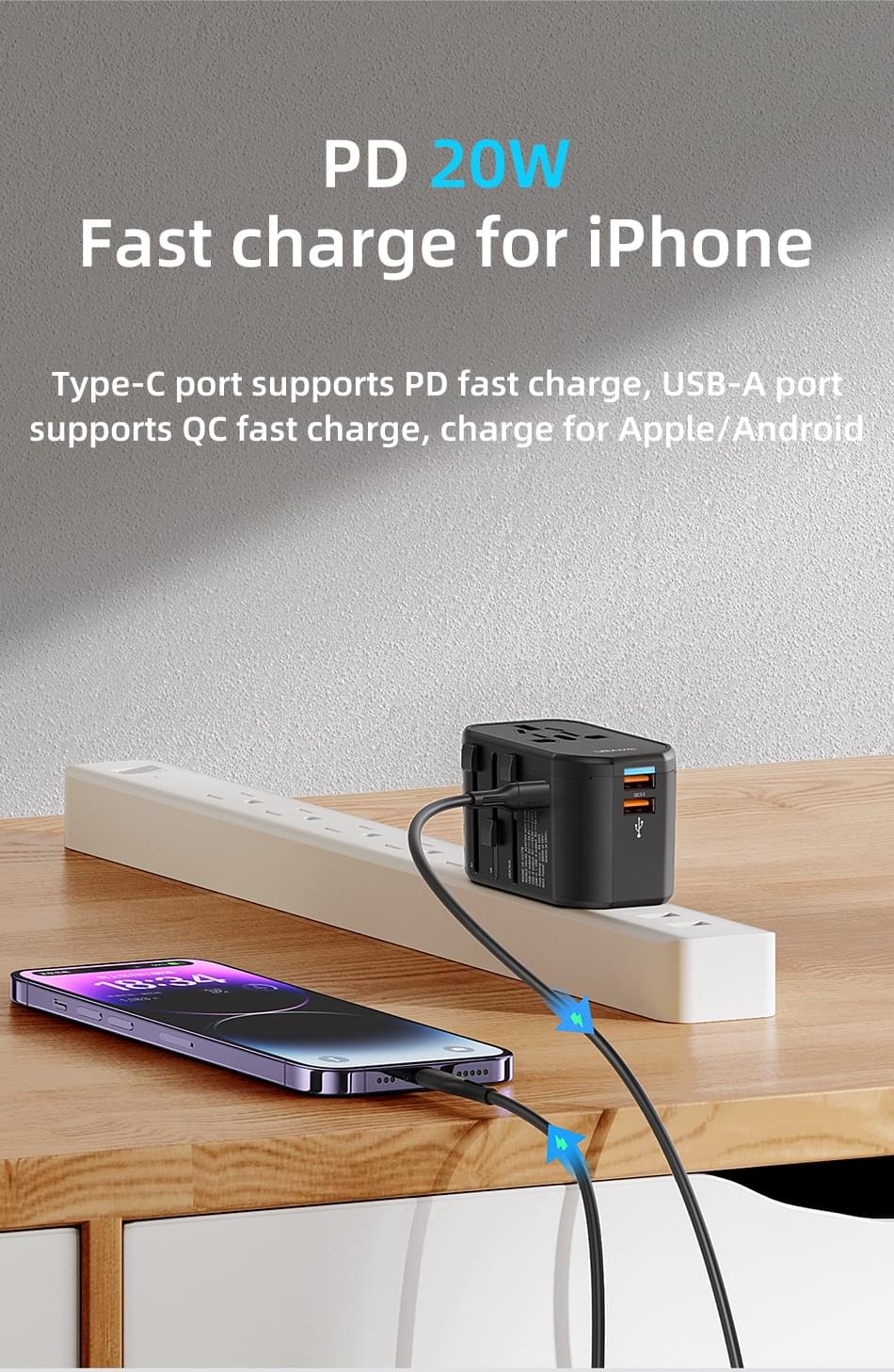 MOXOM 4 in1 with USB Charger Universal Adaptor Multi-Nation Travel Adapter - Image 15