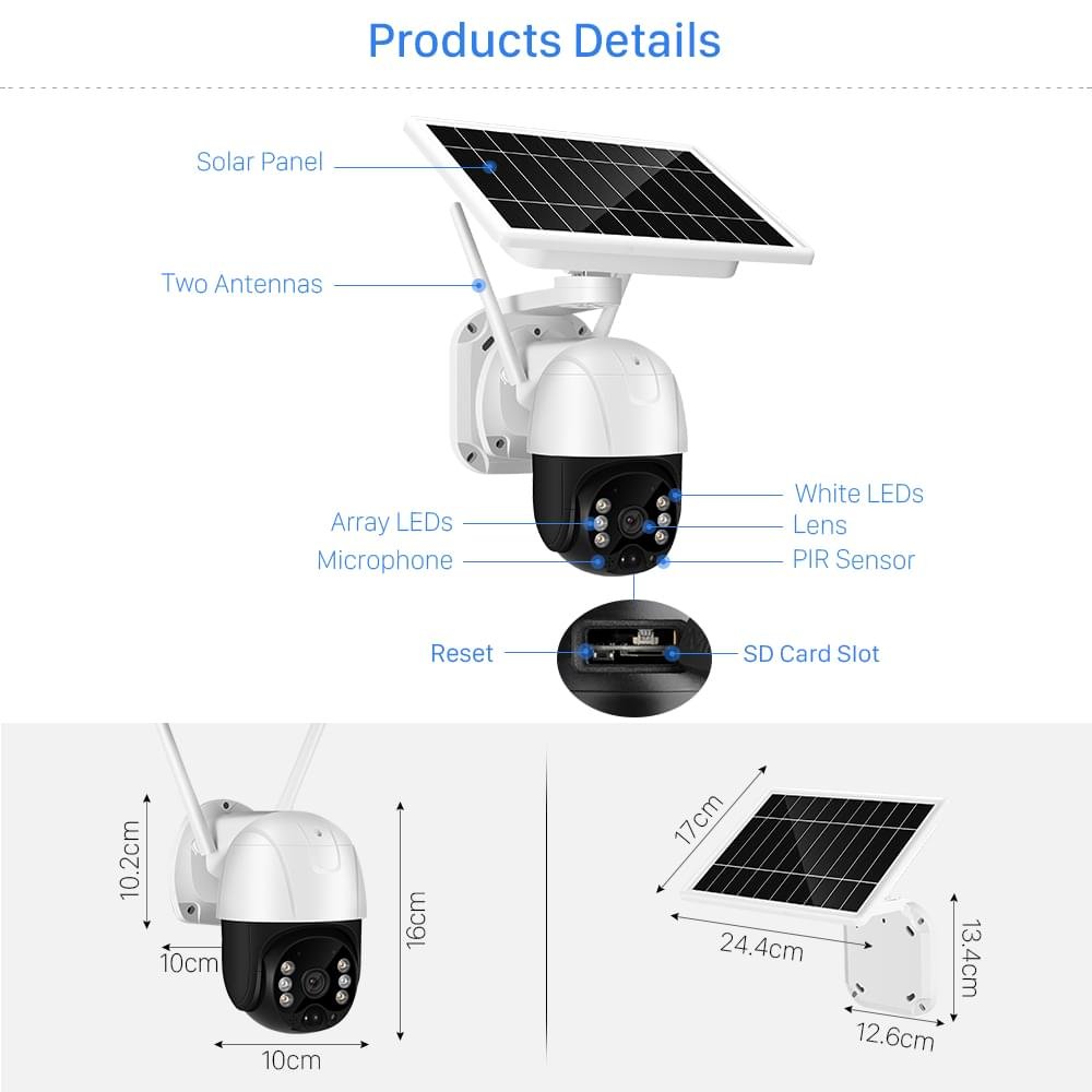 PTZ  360 Degrees 5MP 4G SIM Card Solar WIFI Security Motion Surveillance Camera - Image 11