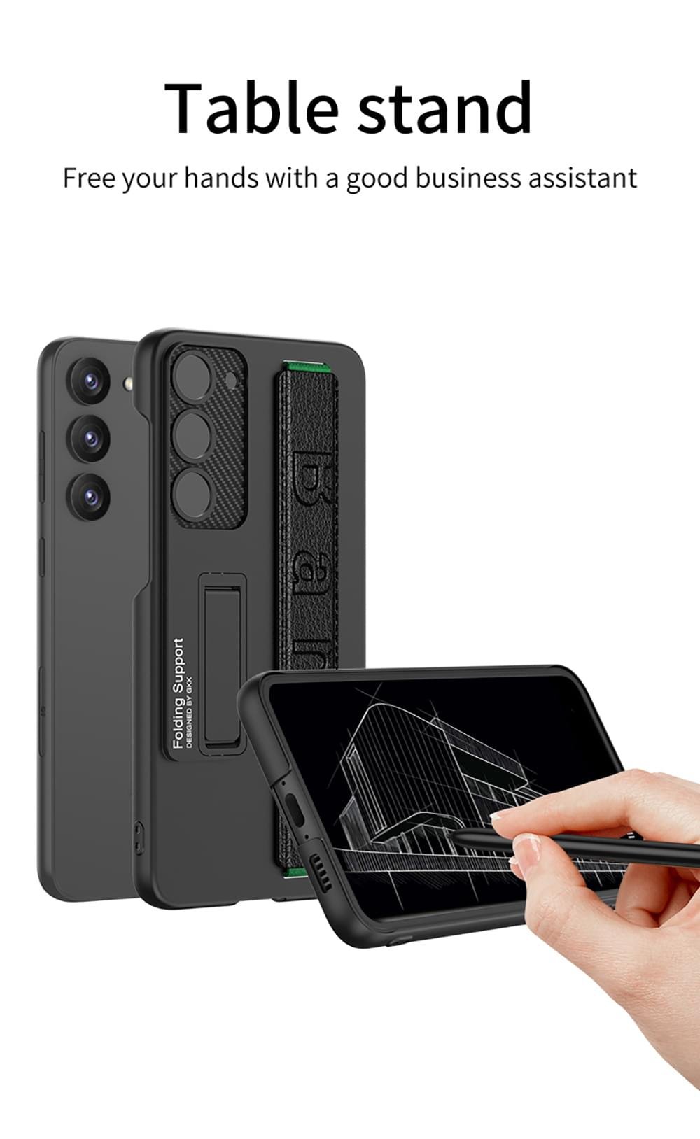 Luxury Holder Stretch Wristband Shockproof Protection Hard Back Cover For Samsung Galaxy S23 Series - Image 15