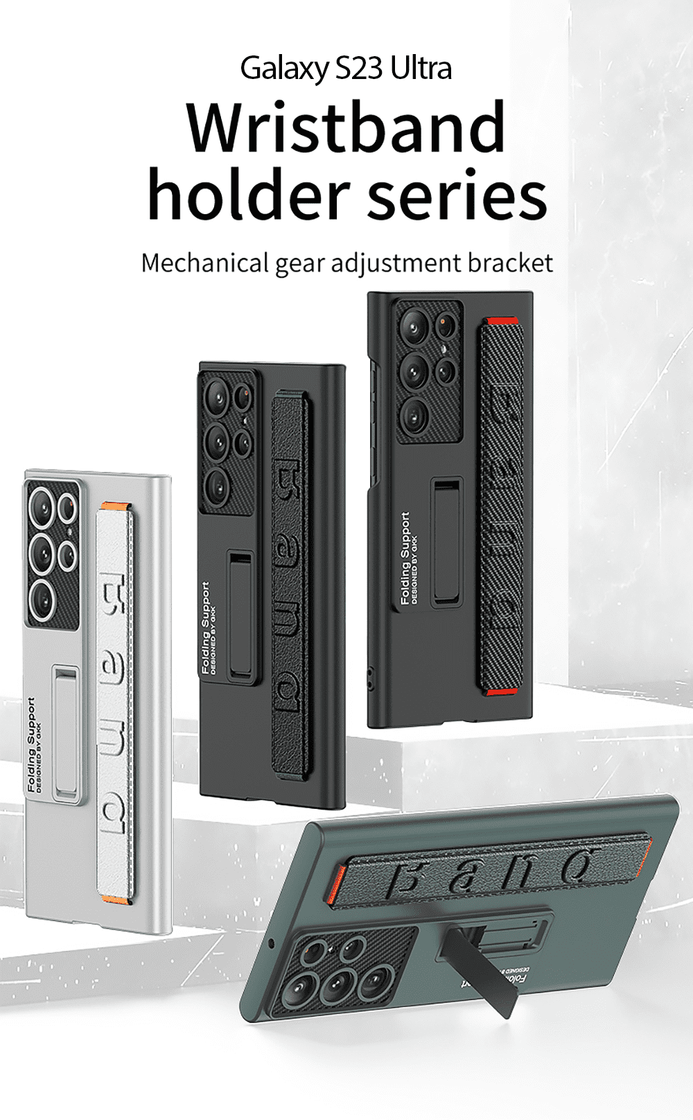 Luxury Holder Stretch Wristband Shockproof Protection Hard Back Cover For Samsung Galaxy S23 Series