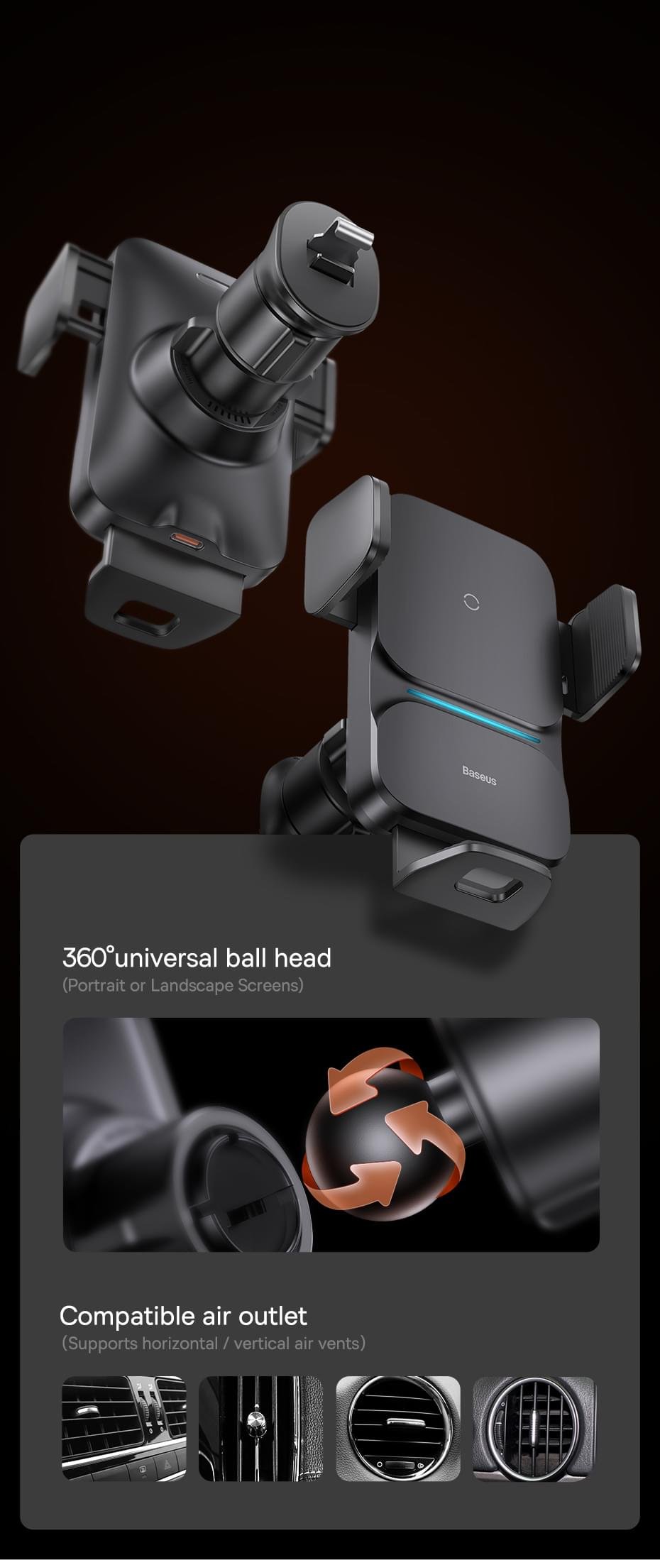 Baseus Car Mount Stand Wireless Charger 15W Car Phone Holder Auto Alignment Navigation Bracket - Image 17