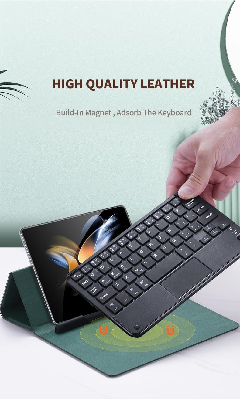 Luxury Premium Wireless Bluetooth keyboard Leather Case Cover For Samsung Galaxy Z Fold Phones - Image 14