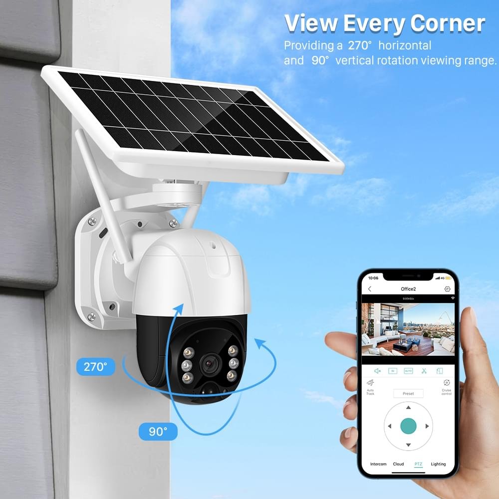 PTZ  360 Degrees 5MP 4G SIM Card Solar WIFI Security Motion Surveillance Camera - Image 14