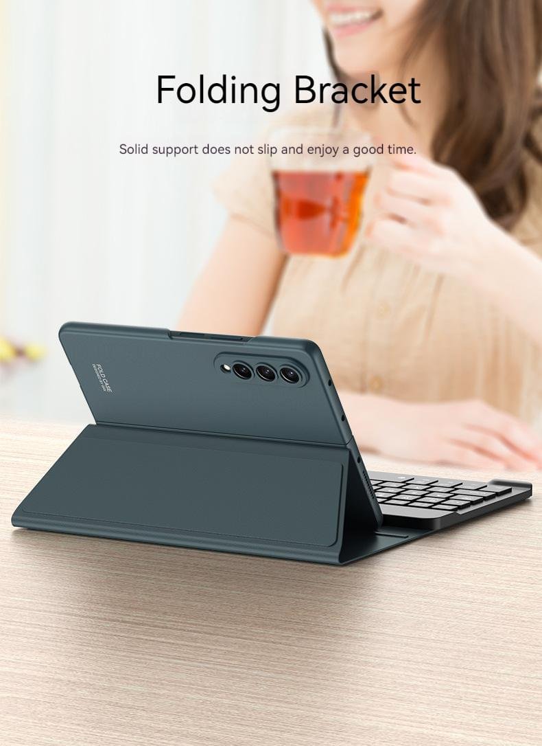 Luxury Premium Wireless Bluetooth keyboard Leather Case Cover For Samsung Galaxy Z Fold 3/Fold 4 - Image 10