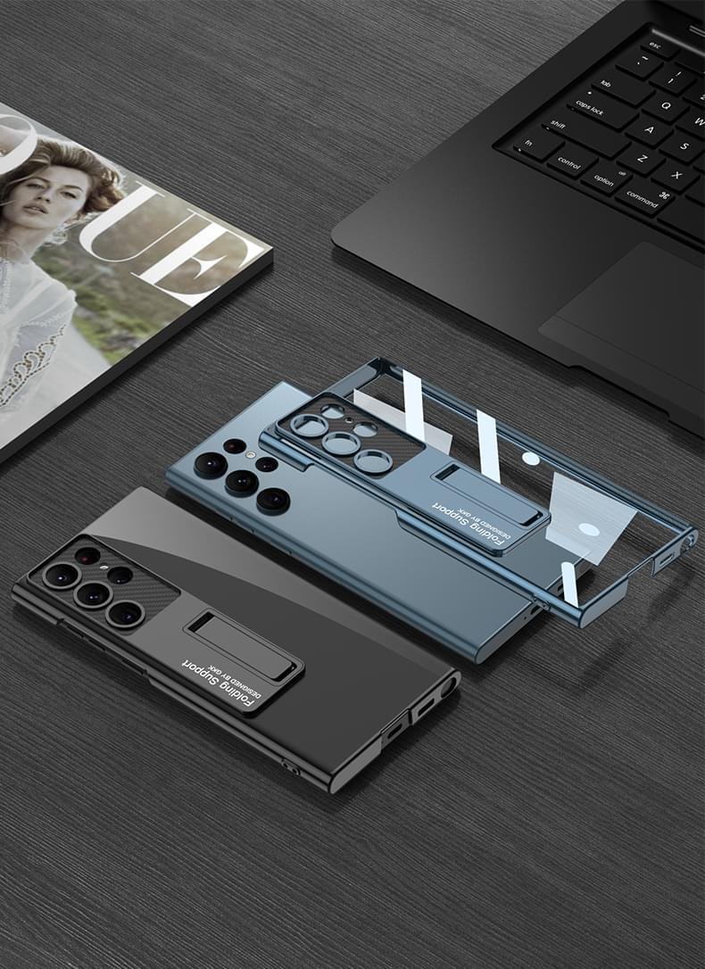 GKK Transparent Plating Bracket Plastic Case Cover For Galaxy S23 Ultra - Image 9