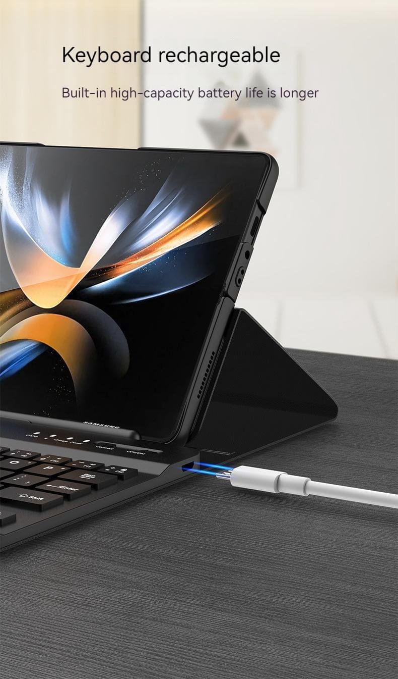 Luxury Premium Wireless Bluetooth keyboard Leather Case Cover For Samsung Galaxy Z Fold 3/Fold 4 - Image 8