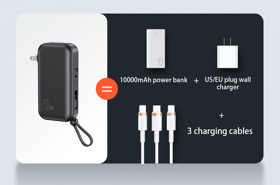 Usams 3IN1 Fast Charging 10,0000Mah Power bank and Wall Charger - Image 6