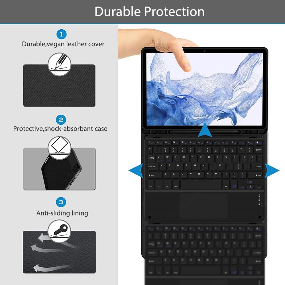 Luxury Premium Smart Wireless Protective High-quality Bluetooth  Keyboard Case Cover - Image 20