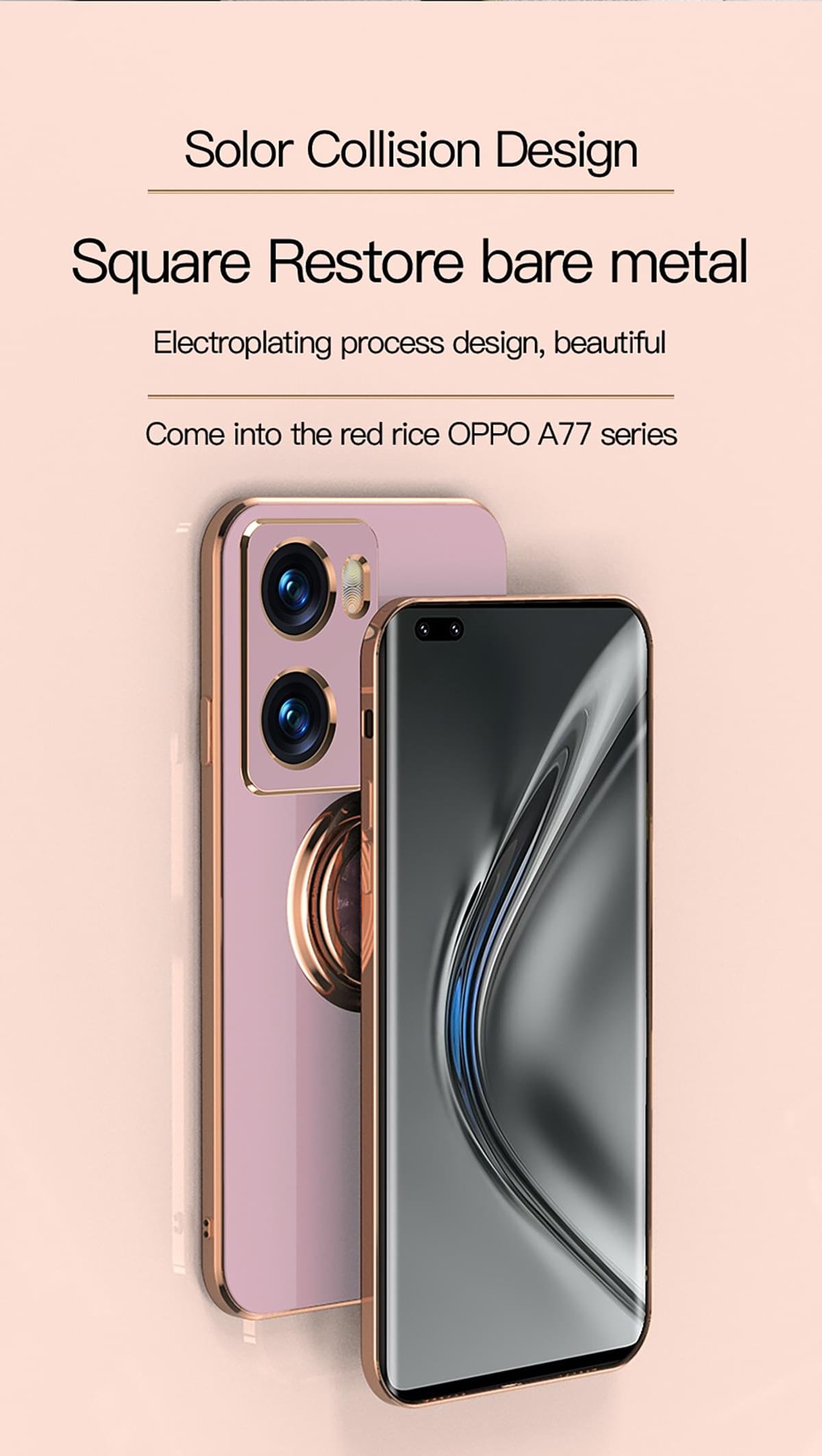 Luxury Premium Electroplated Gold Plated Case Cover and 3D Glass Protector For Oppo A77 - Image 5