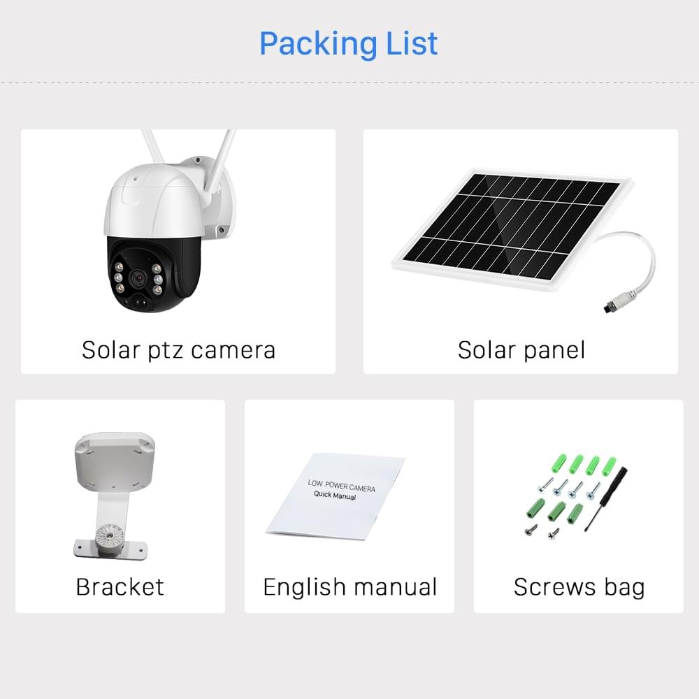 PTZ  360 Degrees 5MP 4G SIM Card Solar WIFI Security Motion Surveillance Camera - Image 18