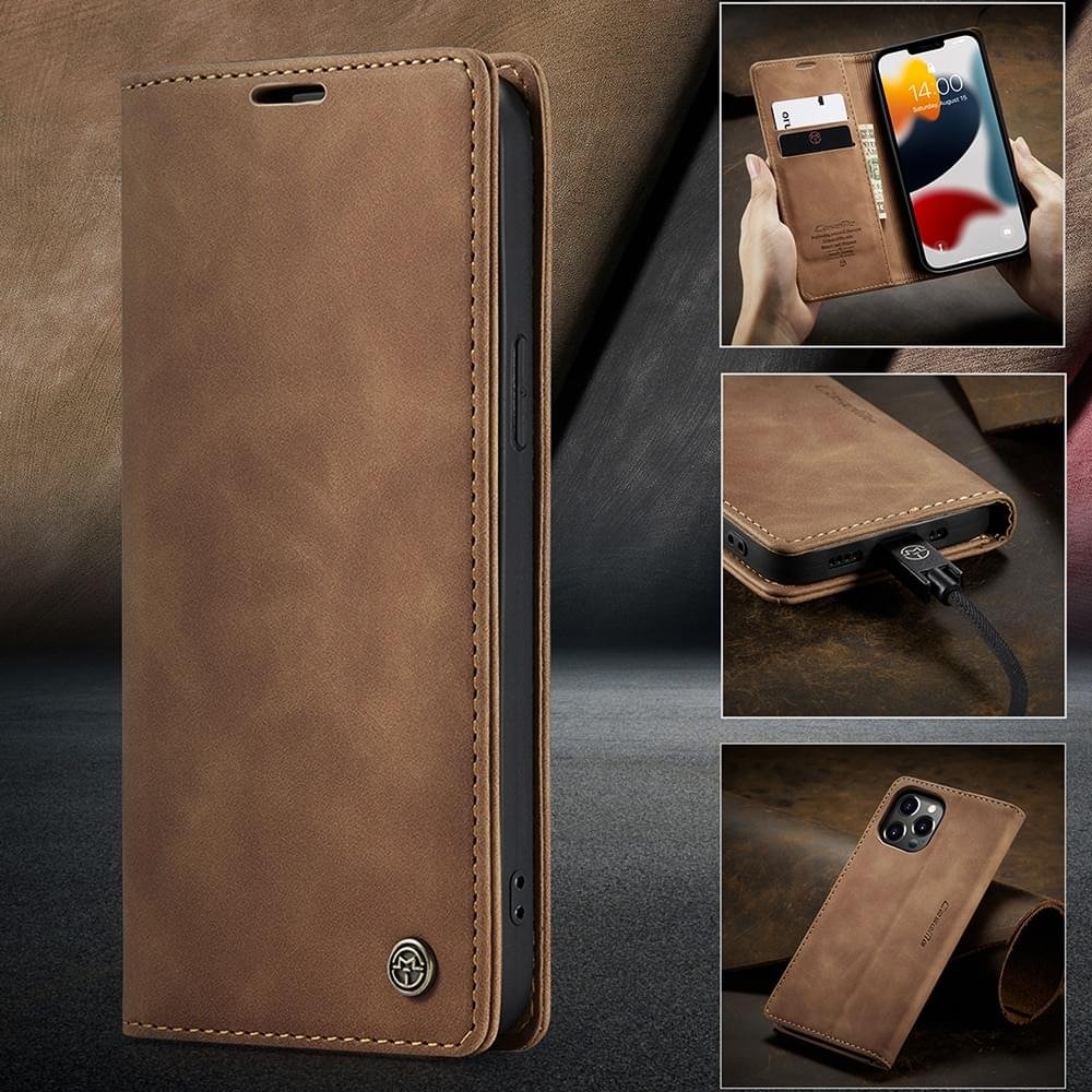 Luxury Premium Magnetic Caseme Retro Flip Wallet Leather Case Cover and 3D Glass Protector For iPhone Series - Image 30