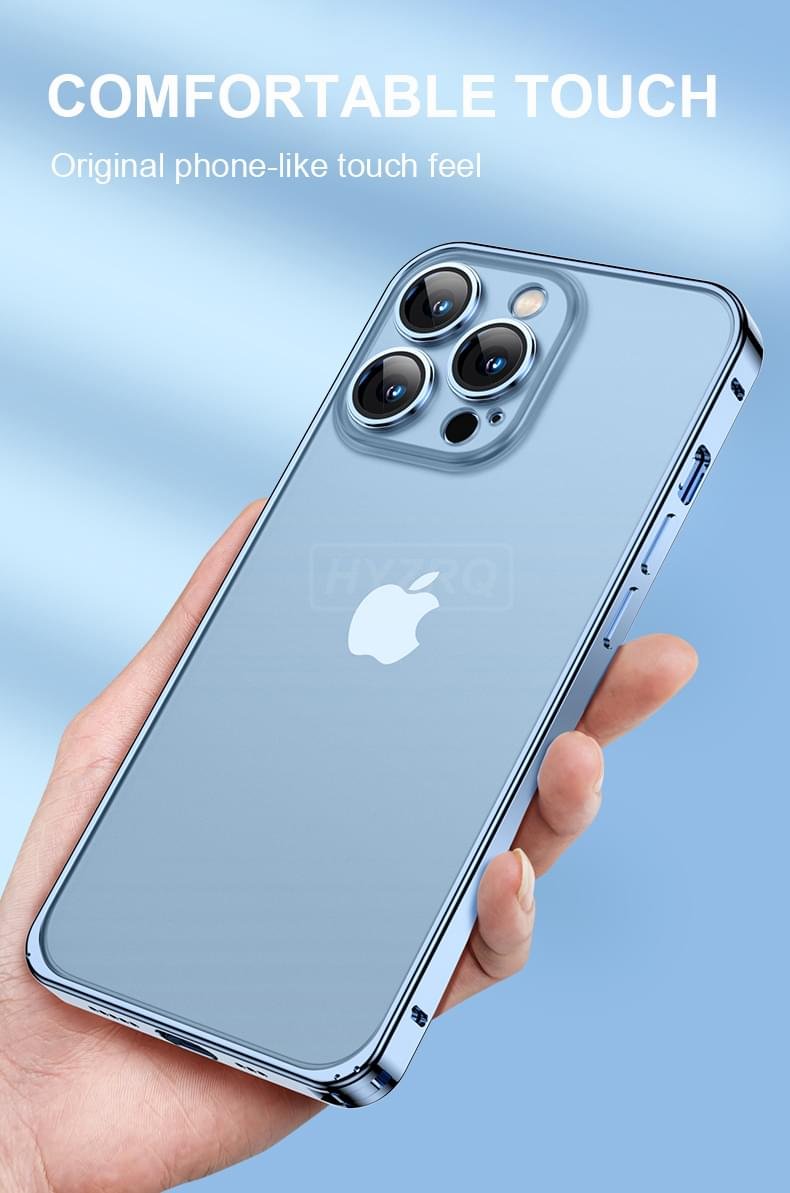 Luxury Premium Metallic Matte Transparent Shockproof Case Cover and 3D Glass Protector for iPhone  Series - Image 19