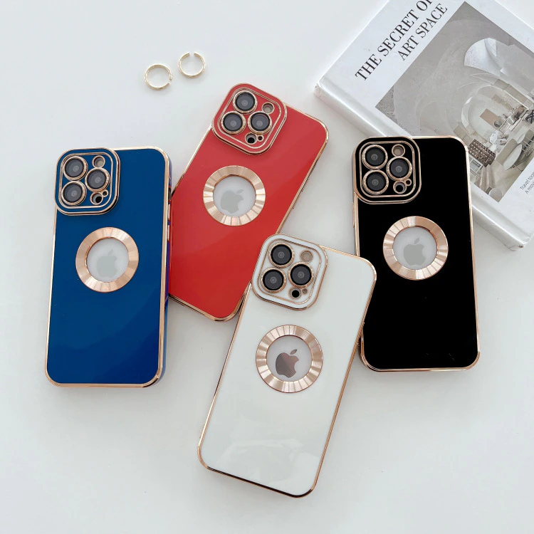 Luxury Soft Electroplated Phone Mini Hollow Out Silicone Case Cover and 3D Glass Protector For iPhone 13 and 14 Series - Image 5