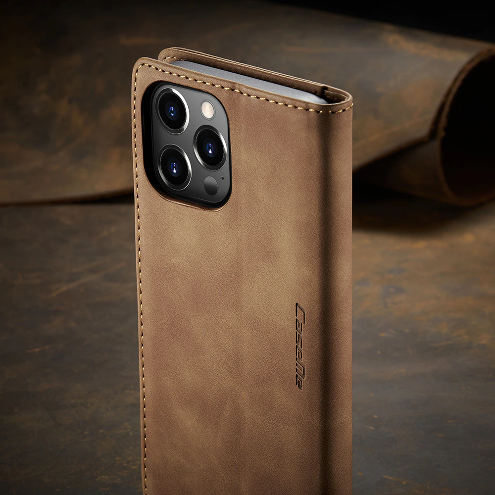 Luxury Premium Magnetic Caseme Retro Flip Wallet Leather Case Cover and 3D Glass Protector For iPhone Series - Image 31