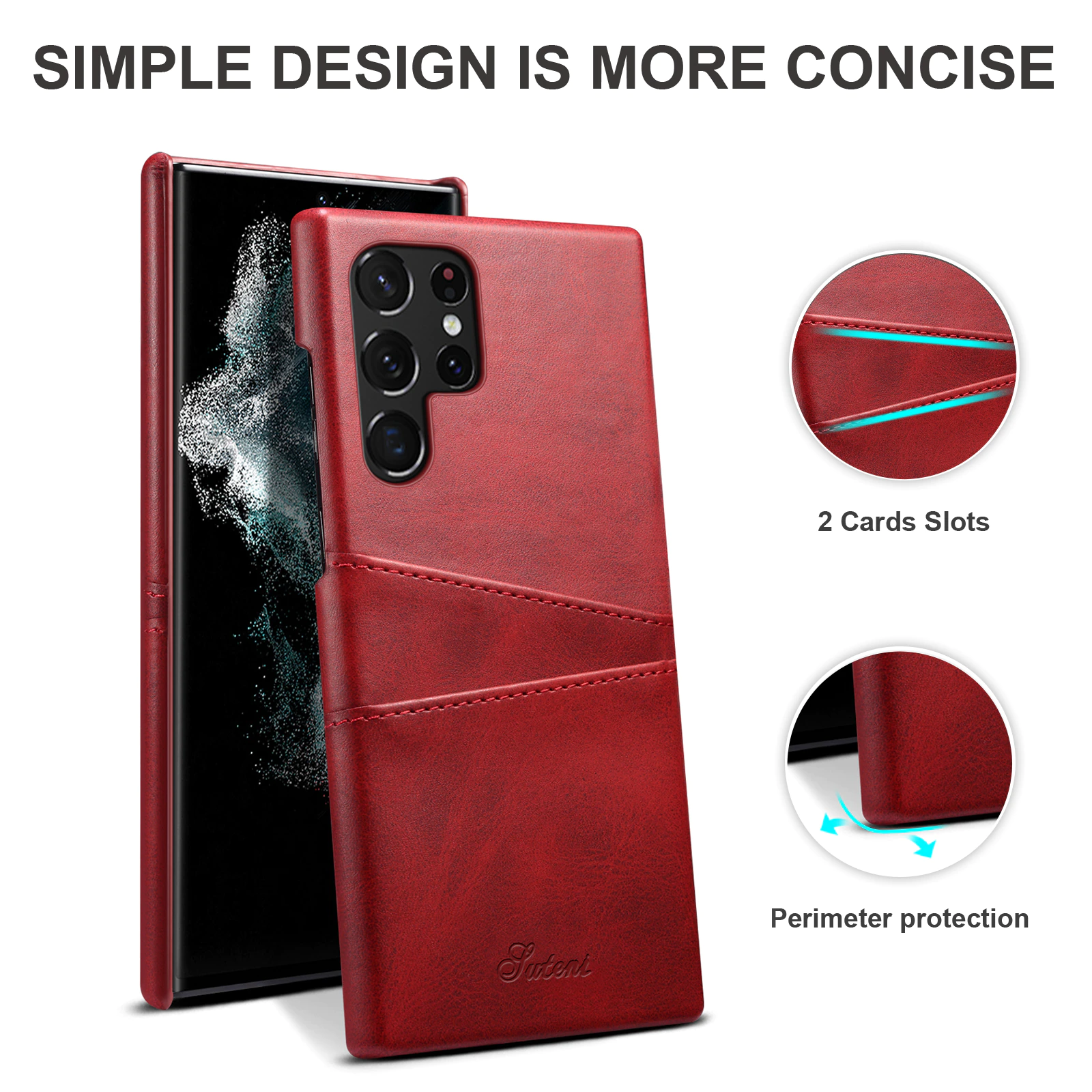 Luxury Premium Slim Leather Shell Case Cover For Samsung Galaxy S22 Ultra - Image 5