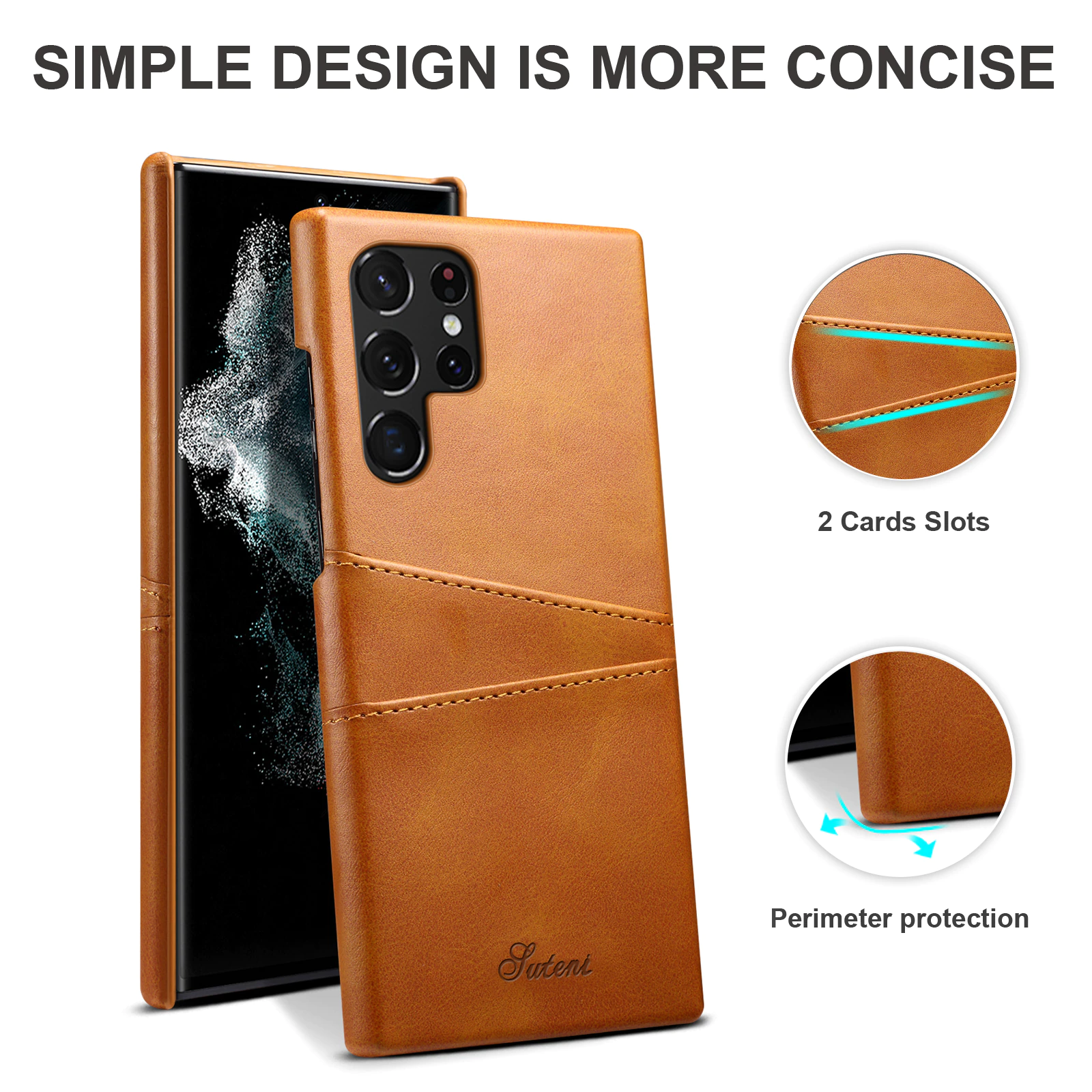 Luxury Premium Slim Leather Shell Case Cover For Samsung Galaxy S22 Ultra - Image 4