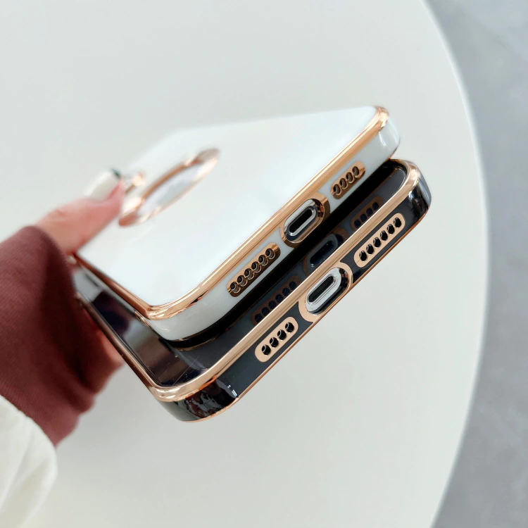 Luxury Soft Electroplated Phone Mini Hollow Out Silicone Case Cover and 3D Glass Protector For iPhone 13 and 14 Series - Image 2