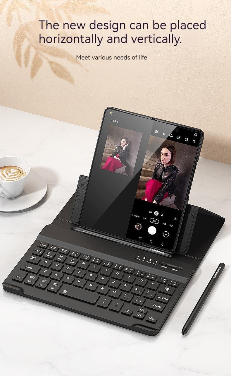 Luxury Premium Wireless Bluetooth keyboard Leather Case Cover For Samsung Galaxy Z Fold 3/Fold 4 - Image 3