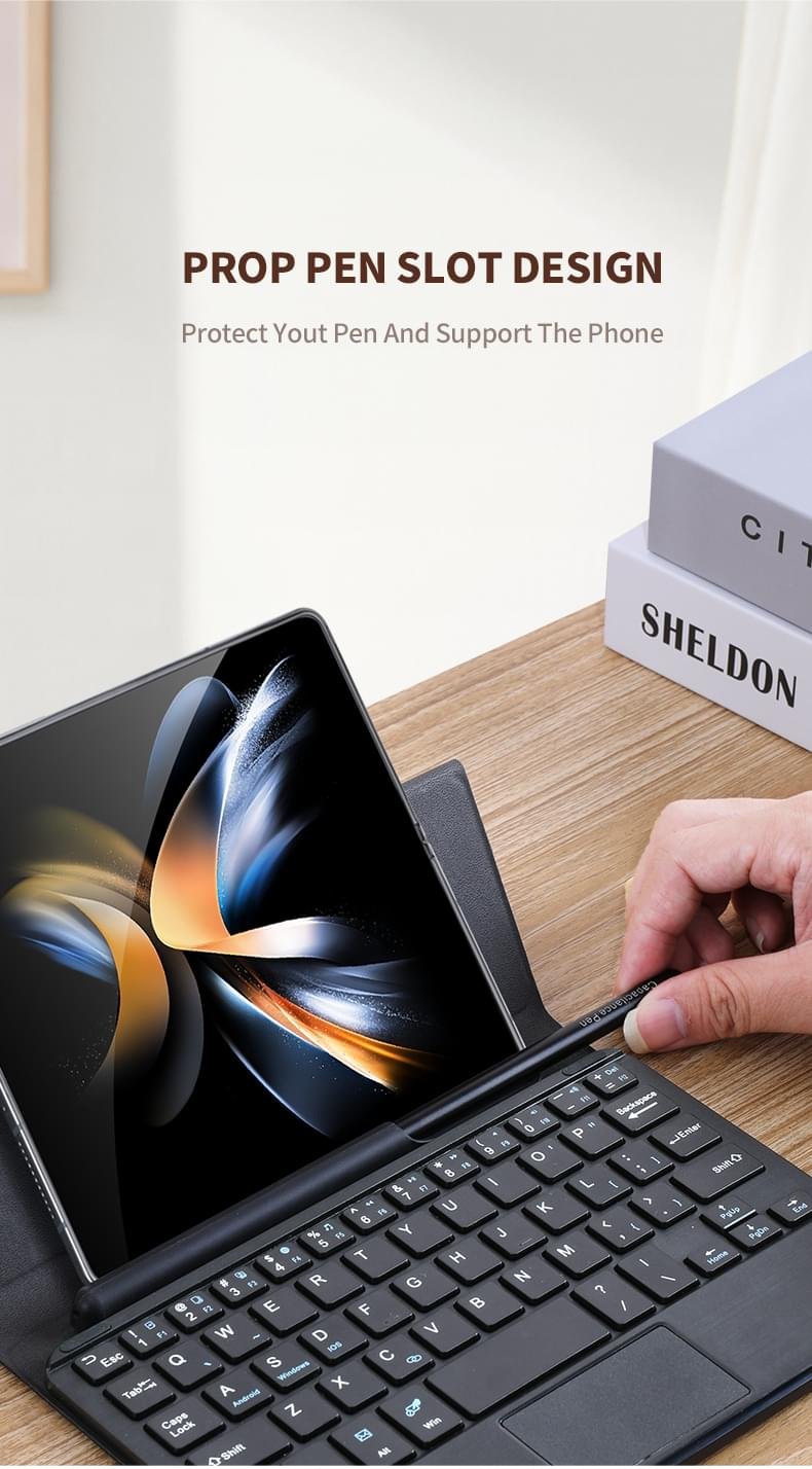 Luxury Premium Wireless Bluetooth keyboard Leather Case Cover For Samsung Galaxy Z Fold Phones - Image 7