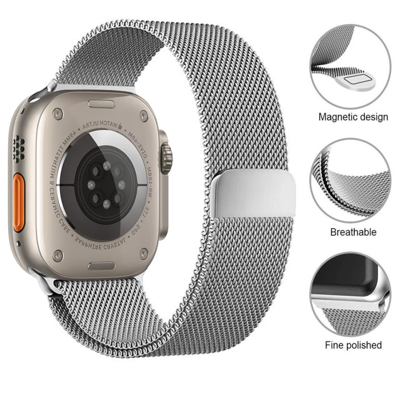 Milanese Magnetic Loop Strap bracelet Band For iWatch Series - Image 24