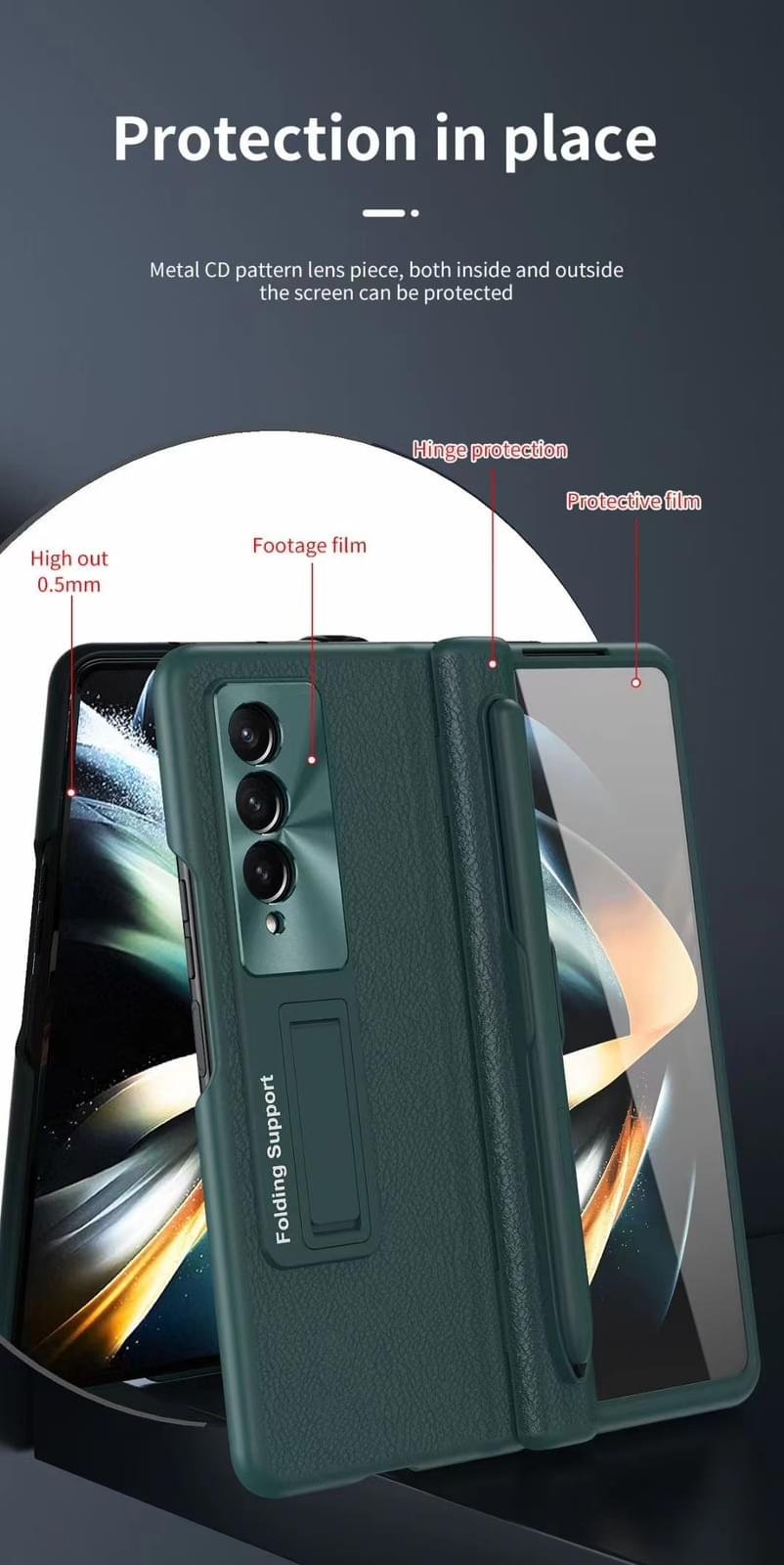 Luxury Premium Plating Hard Hinge ProtectionCase Cover with Capacitance S pen For Samsung Fold Series - Image 8