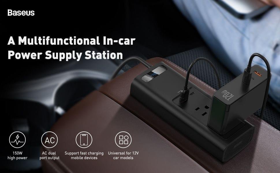 Baseus Power Inverter DC 12V to AC 220V 150W Dual Port Fast Charging Car Power Station - Image 12