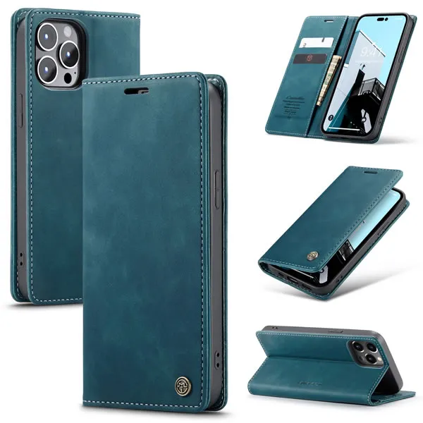 Luxury Premium Magnetic Caseme Retro Flip Wallet Leather Case Cover and 3D Glass Protector For iPhone Series - Image 6