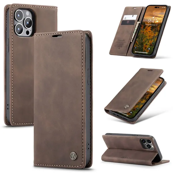 Luxury Premium Magnetic Caseme Retro Flip Wallet Leather Case Cover and 3D Glass Protector For iPhone Series - Image 15
