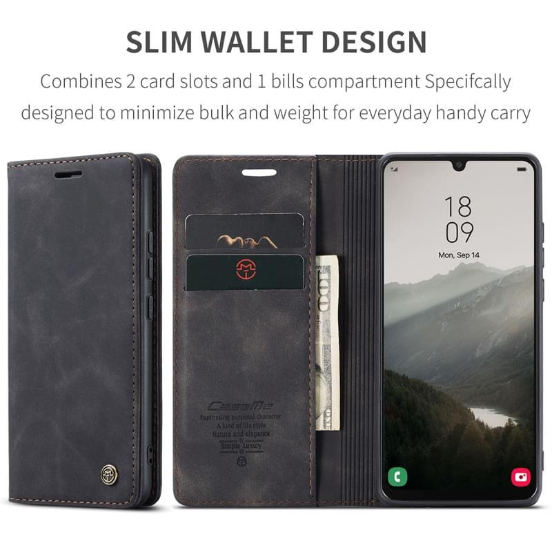 Luxury Premium Caseme Leather Wallet Case Cover and 3D GlassProtector For Samsung Galaxy A Series - Image 3