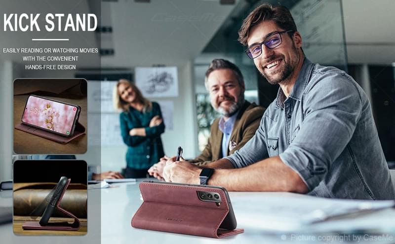 Luxury Premium Soft Slim Folio Flip PU Leather Wallet Case Cover For Samsung Galaxy S22 Series - Image 4