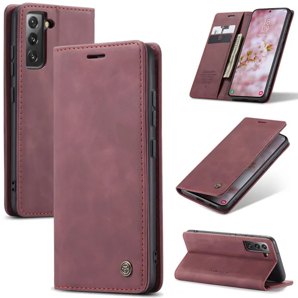 Luxury Premium Soft Slim Folio Flip PU Leather Wallet Case Cover For Samsung Galaxy S22 Series - Image 9