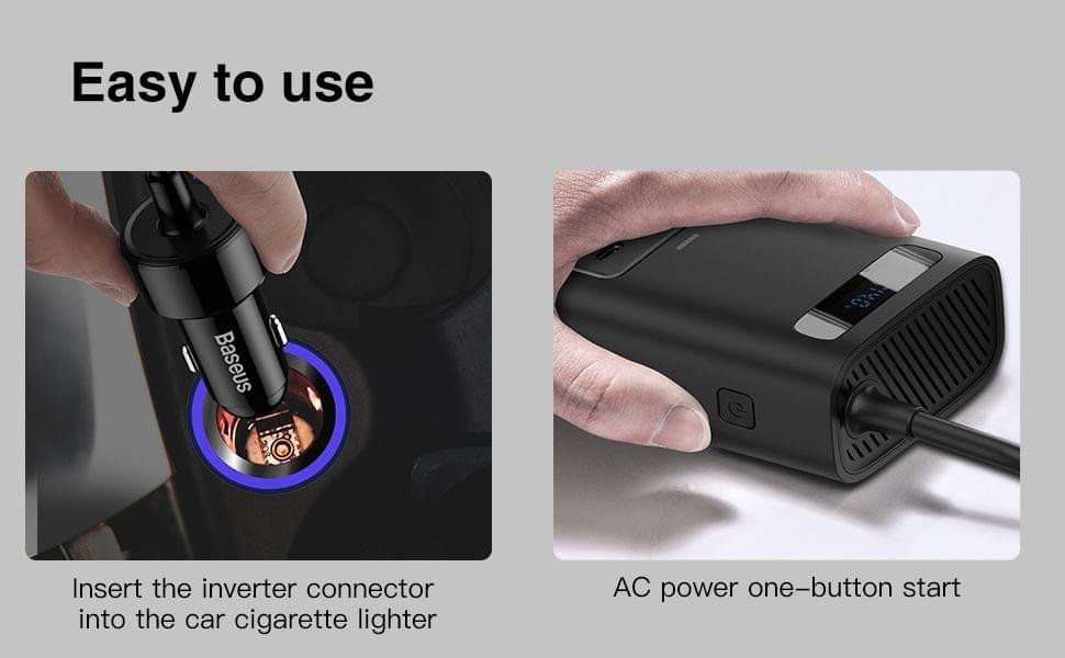 Baseus Power Inverter DC 12V to AC 220V 150W Dual Port Fast Charging Car Power Station - Image 11