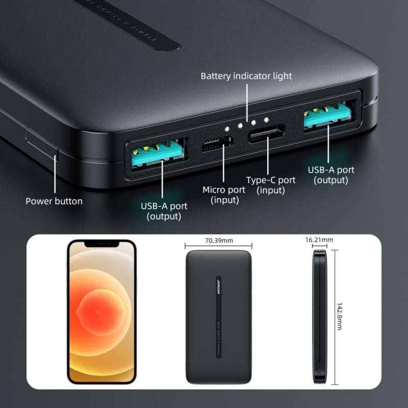 Joyroom Slim Dual Ports Output Portable 10,000mah Power bank - Image 8