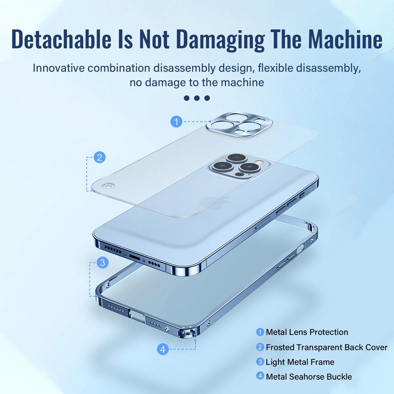 Luxury Premium Metallic Matte Transparent Shockproof Case Cover and 3D Glass Protector for iPhone  Series - Image 6