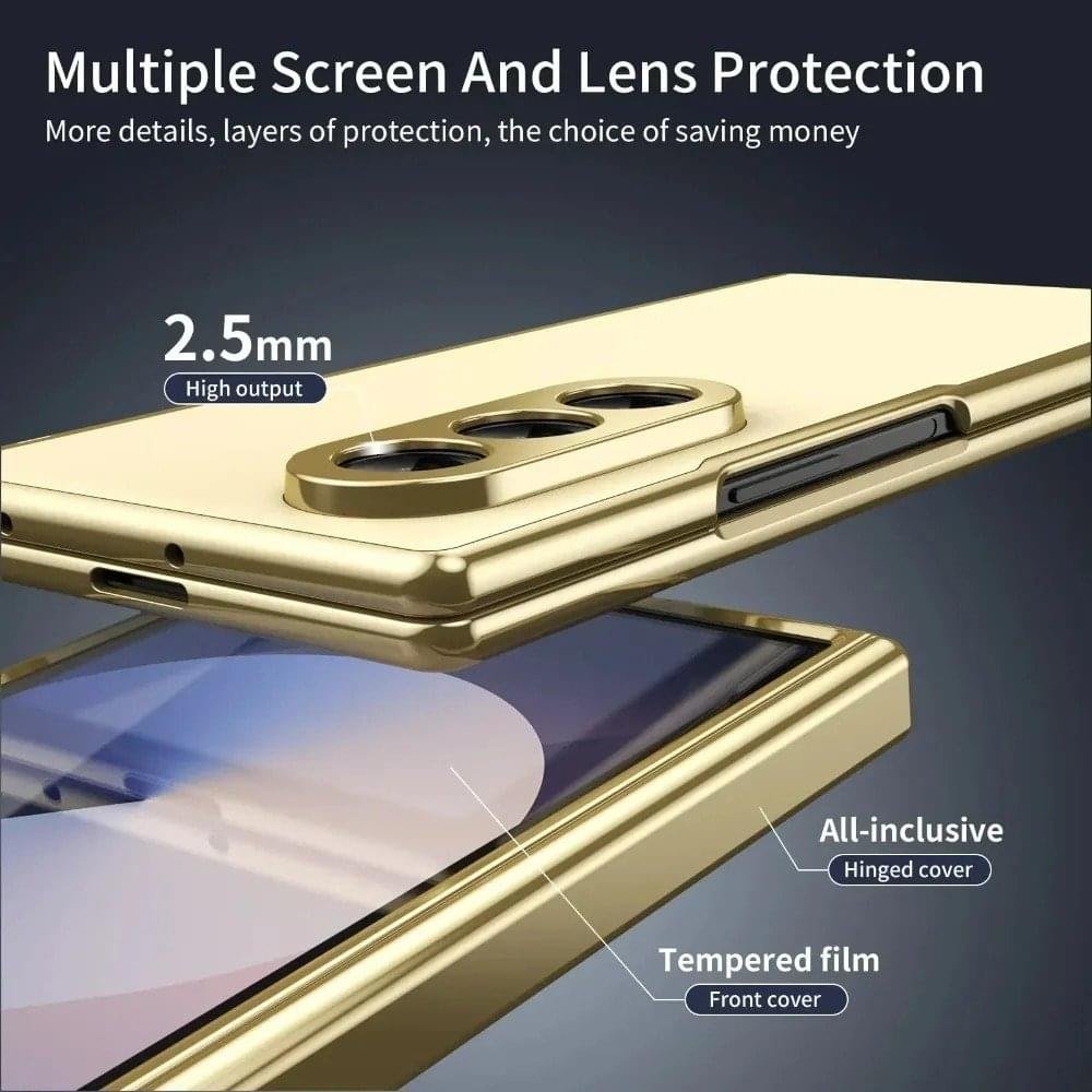 Luxury Premium Matte Leather Golden Border Case For Samsung Galaxy Z fold Series - Image 2