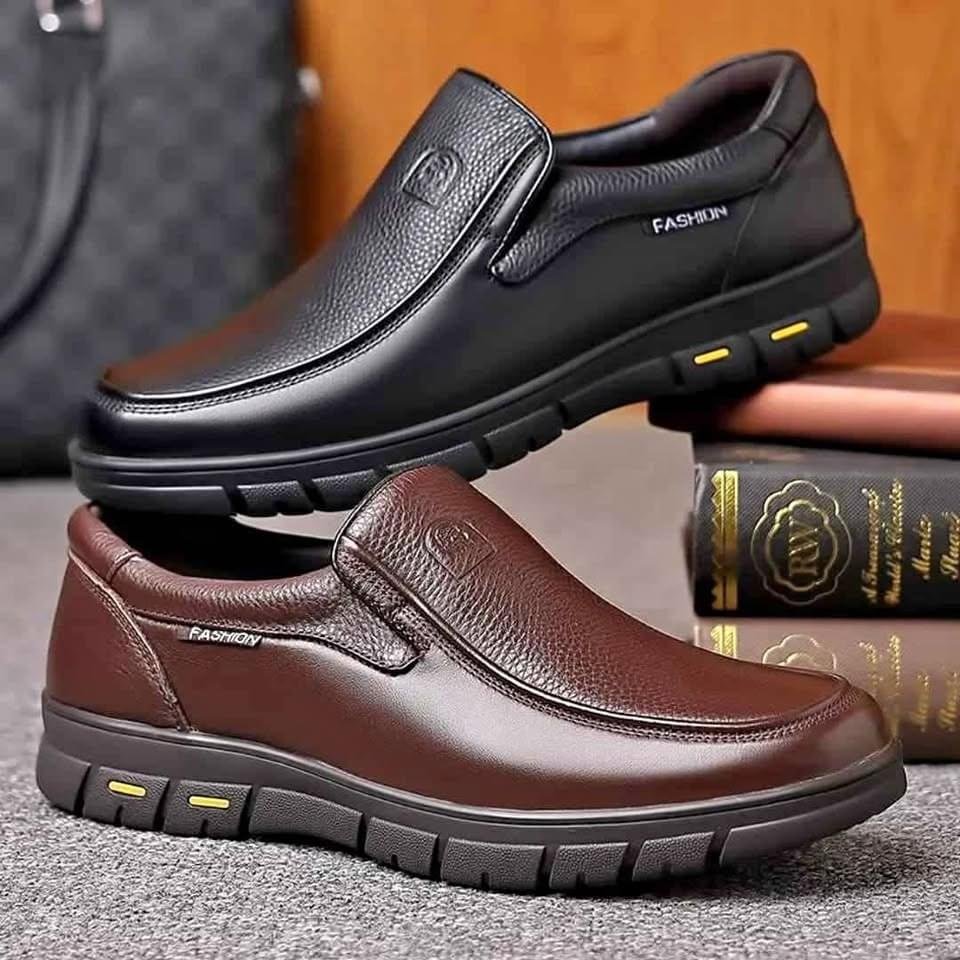 Leather Slip on Loafers for Men Non-slip Rubber Sole Fashion Design Lightweight & Breathable - Image 2