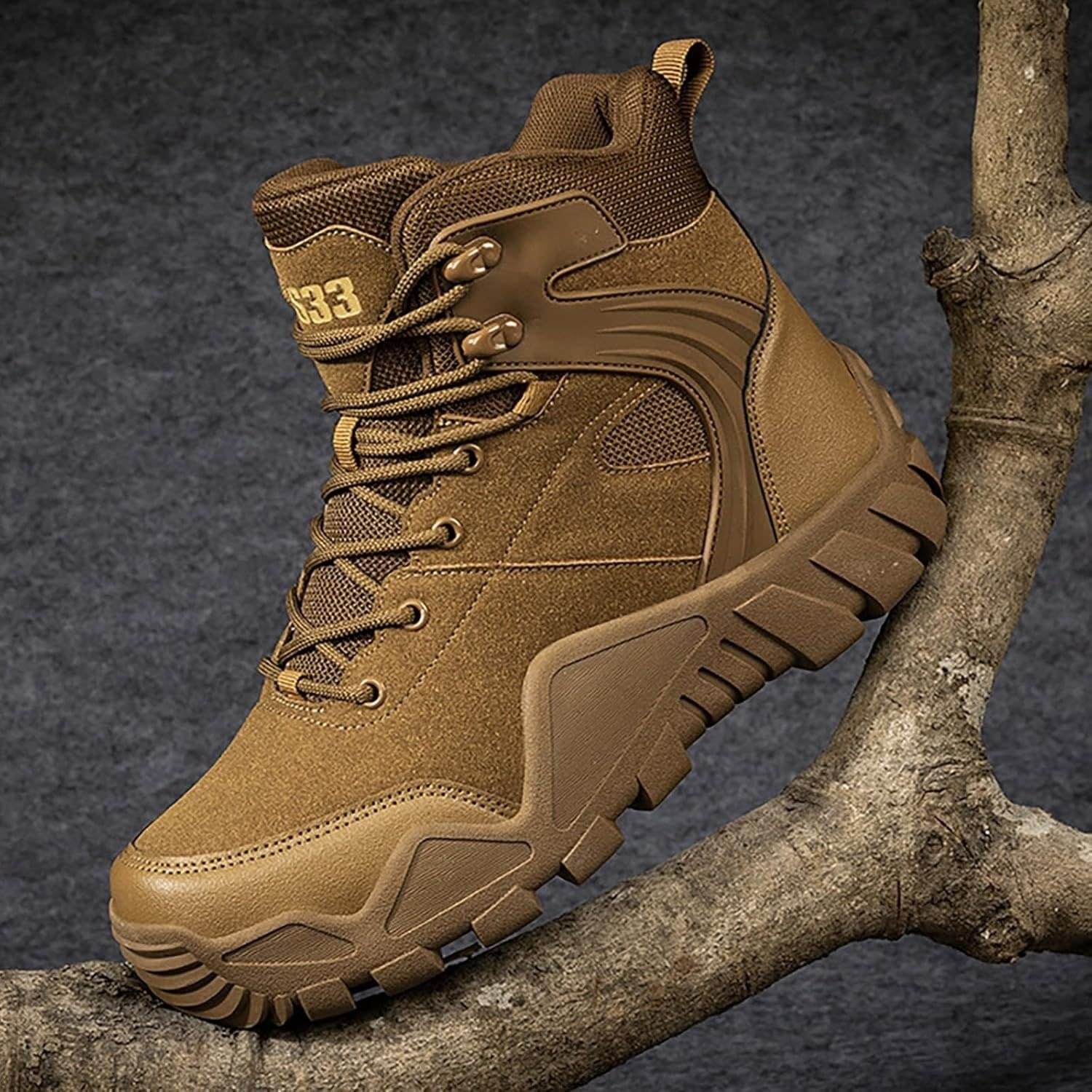 Hiking Shoes Men Waterproof Light Trekking Shoes Men Ankle Mountaineering Shoes Non-Slip Comfortable Outdoor Shoes Men for Sport Hiking & Combat Boots